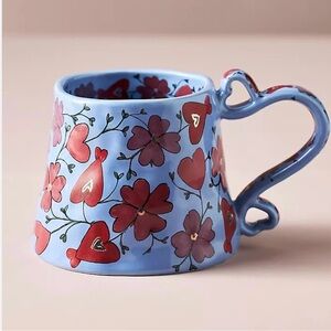 Anthropologie the mud fairy blooming hearts stoneware mug, NEW!!